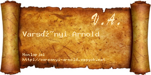 Varsányi Arnold névjegykártya